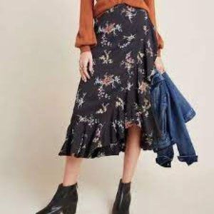 PAIGE Alamar Floral Wrap Skirt - Dark Navy
